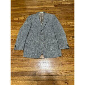 TravelSmith Mens Silk Tweed Blazer Jacket 42L Gray Flecked 2 Button Sport Coat